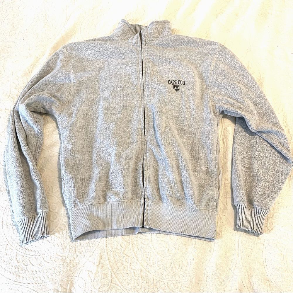 Cuffy’s Cape Cod size Medium Preppy Heather Grey Cotton Zip Up Golf Sweater